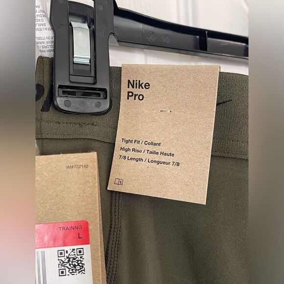 Nike Pro High-Waisted 7/8 olive green leggings size L NWT - Picture 4 of 5